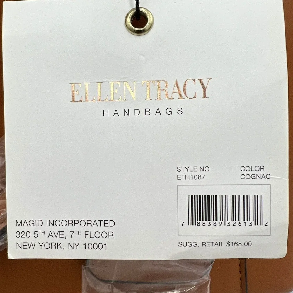 Ellen Tracy Nova Dome Satchel Womens OS Cognac NWT ETH1087 Faux Leather Bag